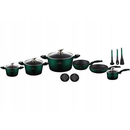 Edenberg 15-Piece Ceramic and Marble Cookware Set with Kitchen Accessories | Induction Cookware Set | Coated Pots and Pans | Cookware Set | Induction Cookware | Pot | Pan | Suitable for All Stove Types | EB-5628