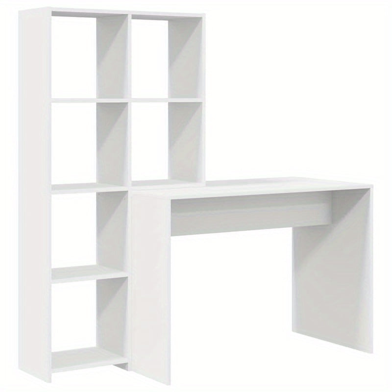Bureau – Schrijftafel – Computertafel – Werkplek – Meubel – Wit Gelakt – Ruim Werkblad 138,5x55 cm – Met Opbergrekken 143 cm Hoog
