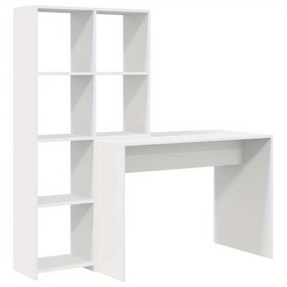 Bureau – Schrijftafel – Computertafel – Werkplek – Meubel – Wit Gelakt – Ruim Werkblad 138,5x55 cm – Met Opbergrekken 143 cm Hoog