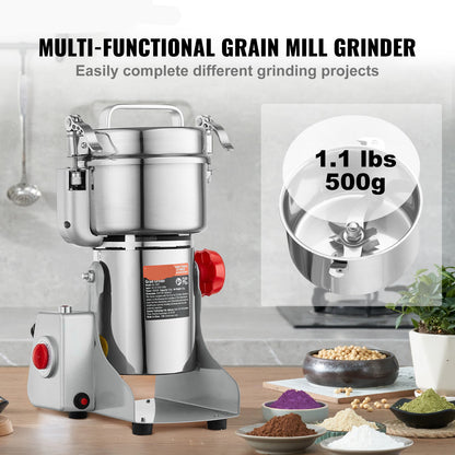 Krachtige Graanmaler – Specerijenmaler – Kruidenmolen – Elektrische Grinder – 2000W Motor – 500 Gram Capaciteit
