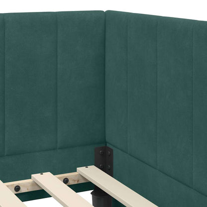 Bedframe – Bed – Eenpersoonsbed – Slaapbank – Kinderbed – Blauw Velvet Hoofdbord – Stevig Plaatmateriaal – Lattenbodem 80x200 cm