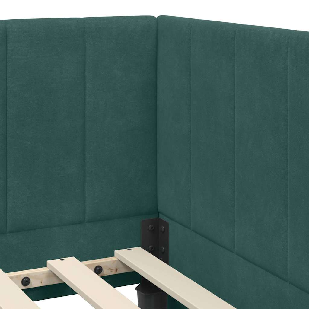Bedframe – Bedombouw – Bedstel – Slaapkamermeubel – Eenpersoonsbed – Donkergrijs Velvet Hoofdbord – 90x190 cm Engineered Wood Frame