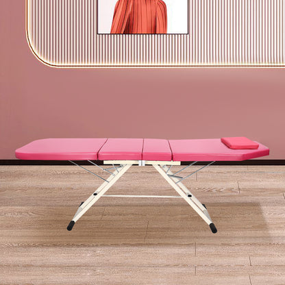 Massagetafel – Behandelingstafel – Massagesalon Bed – Schoonheidstafel – Tattoo Bed – Drie-delig Verstelbaar – Hoog Draagvermogen – Zacht Roze PU-Bekleding