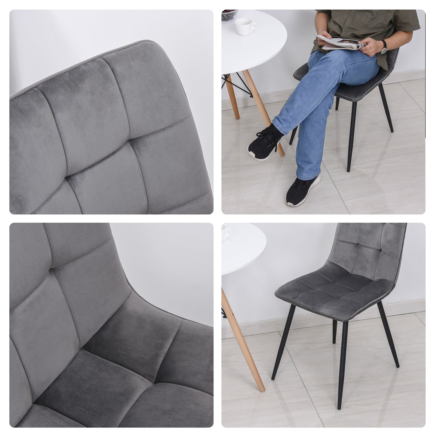 Eetkamerstoel – Kuipstoel – Keukenstoel – Stoel – Set van 2 – Velvet Bekleding – Metalen Onderstel – Hoog Comfort – Draagvermogen 120 kg