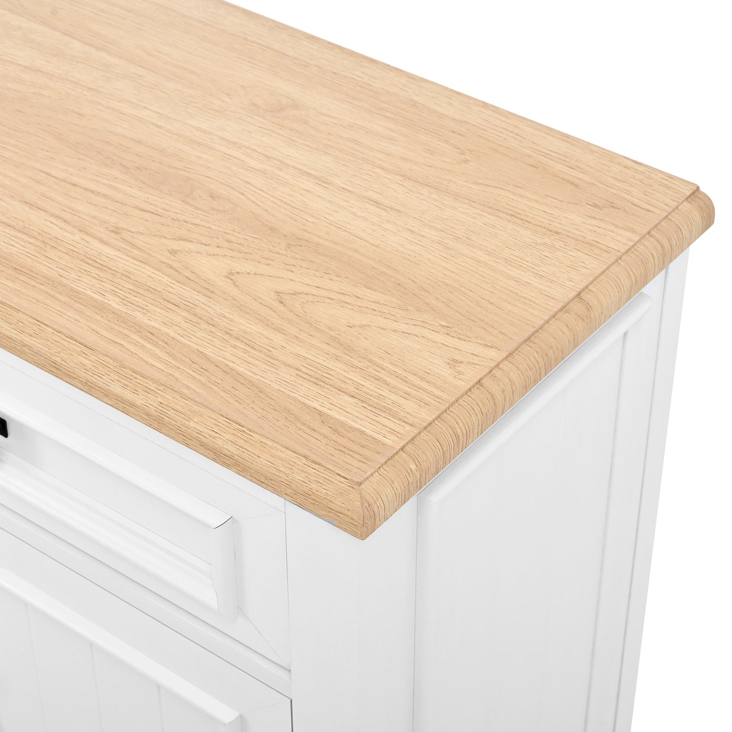 Dressoir – Sideboard – Buffetkast – Opbergkast – Kast – Modern Design – MDF Wit Met Houtlook – 160x35x76 cm – Verstelbare Planken – 3 Lades & 4 Deuren – Zwarte Handgrepen