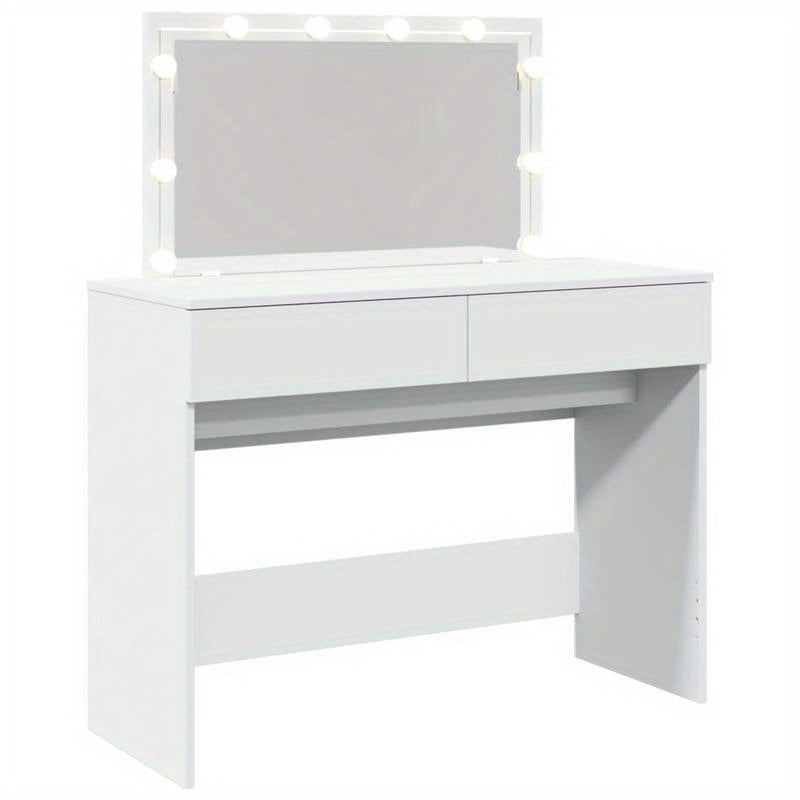 Kaptafel – Make-up Tafel – Cosmeticatafel – Schminktafel – Dressing Table – Wit – Houten Frame – Compact 100x40x120 cm – Geen Elektriciteit Nodig