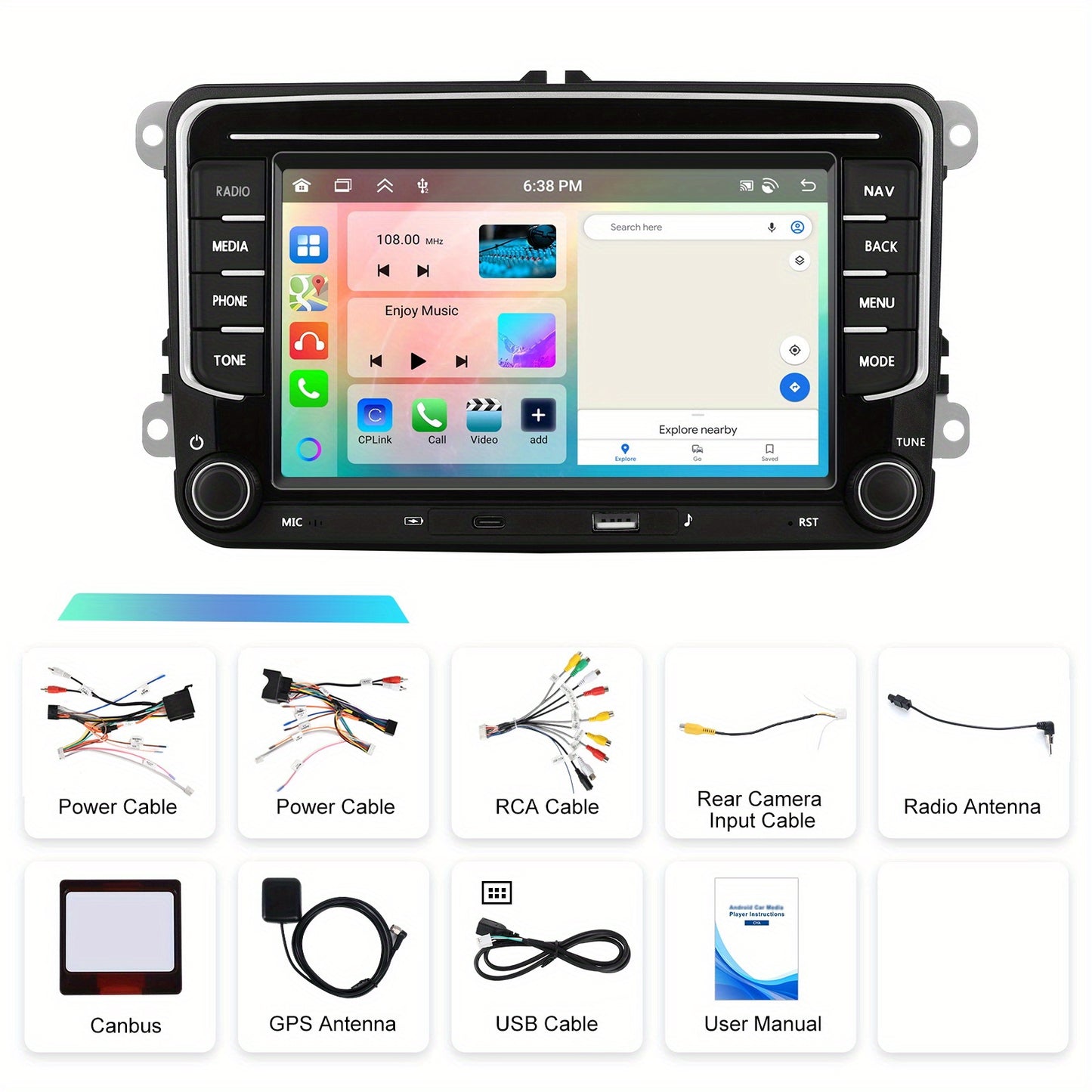 Android 15 Car Radio – Autoradio – Multimedia Systeem – Navigatiesysteem – Touchscreen Radio – 7 Inch Scherm – 6 GB RAM & 128 GB Opslag