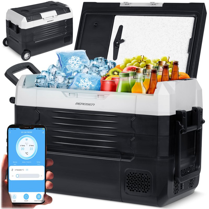 Compressor Koelbox – Draagbare Koelkast – Vriesbox – Camping Koelbox – Elektrische Koelbox – 40 Liter – Twee Compartimenten met Bluetooth Touchbediening