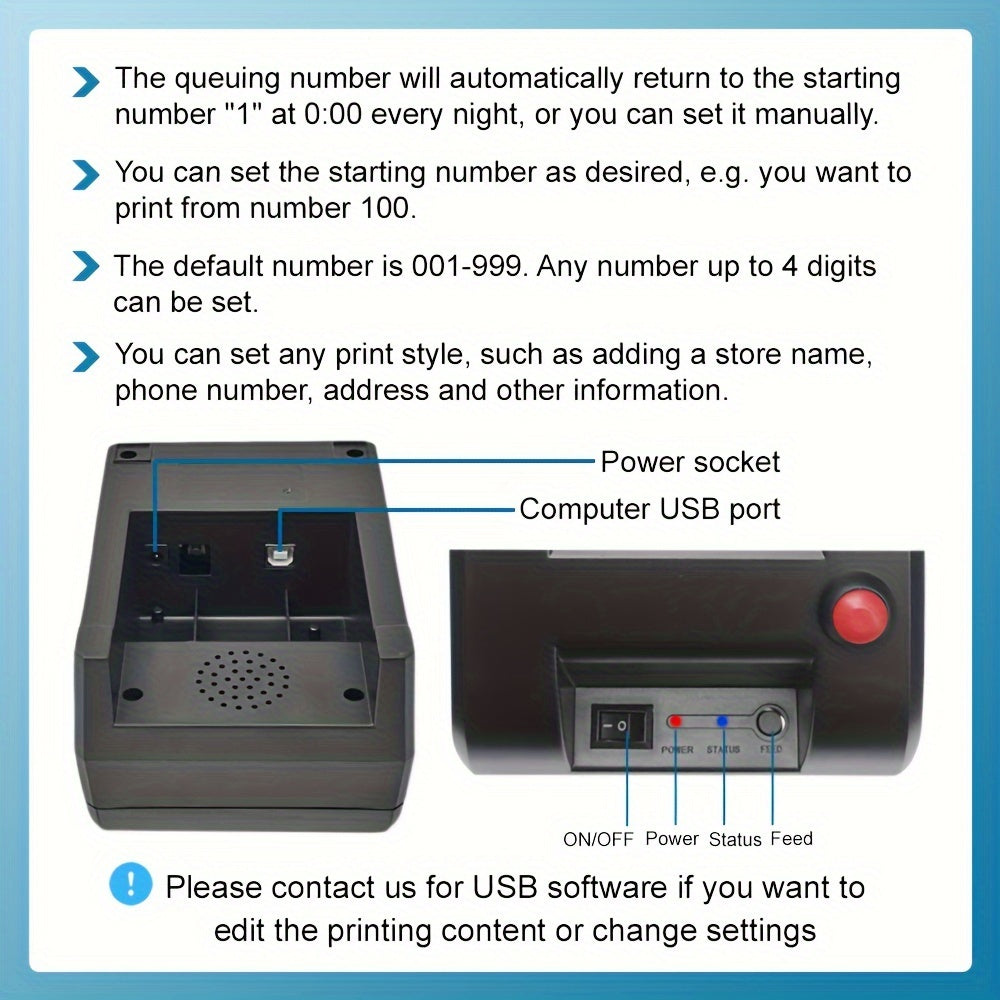 Take A Number Systeem – Wachtrijsysteem – Nummerdisplay – Ticketprinter – Draadloos Oproepsysteem – Met Geheugenfunctie Bij Stroomuitval – Inclusief 3 Next Call Knoppen En Afstandsbediening