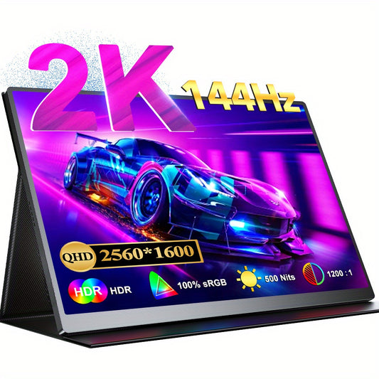 Gaming Monitor – Draagbare Monitor – Extern Scherm – Laptop Scherm – Tweede Scherm – 16 Inch – 2K QHD Resolutie – 144Hz Verversingssnelheid