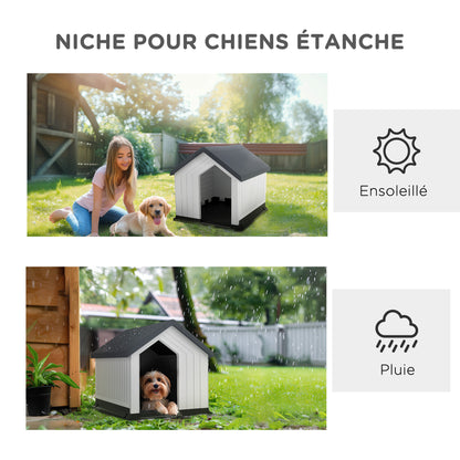 Hondenhok – Hondenkennel – Hondenhuis – Hondenbench – Buitenkennel – Waterdicht Kunststof – Compact 62x61x60 cm – Ventilatieraampje
