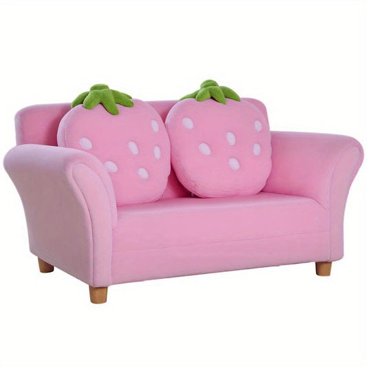 Fauteuil – Zitzetel – Armstoel – Loveseat – Sofa Chair – Zacht Schuim – Stevig Frame – Aardbeienprint – Roze Wit – Multifunctioneel – Onderhoudsvriendelijk