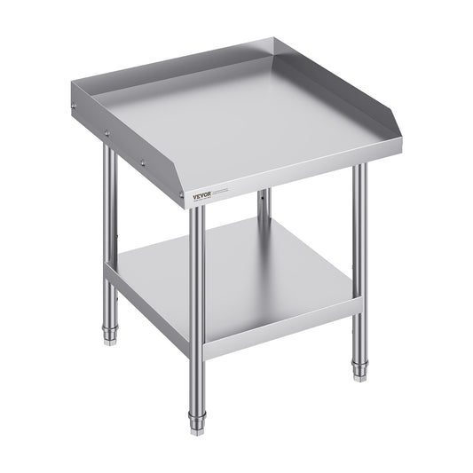Professionele RVS Werktafel – RVS Werkbank – Keukentafel – Cateringtafel – Horecatafel – Zilver – 61x61x66 cm – 3 Verstelbare Legplanken