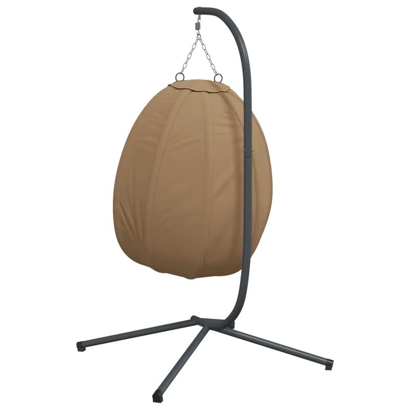 Hangstoel – Hangfauteuil – Hangstoel met Standaard – Tuinstoel – Hangmand – Taupe Kussen – Zwart Stalen Frame – Compact Design – Tot 150 kg Belastbaar