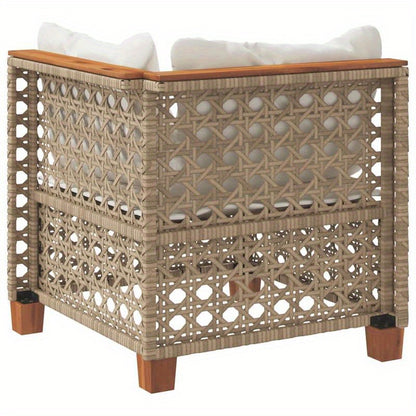 Buitenbank – Loungesofa – Loveseat – Tuinbank – Terrasbank – Beige Kussens – Weerbestendig Gevlochten Resin – Stevig Stalen Frame