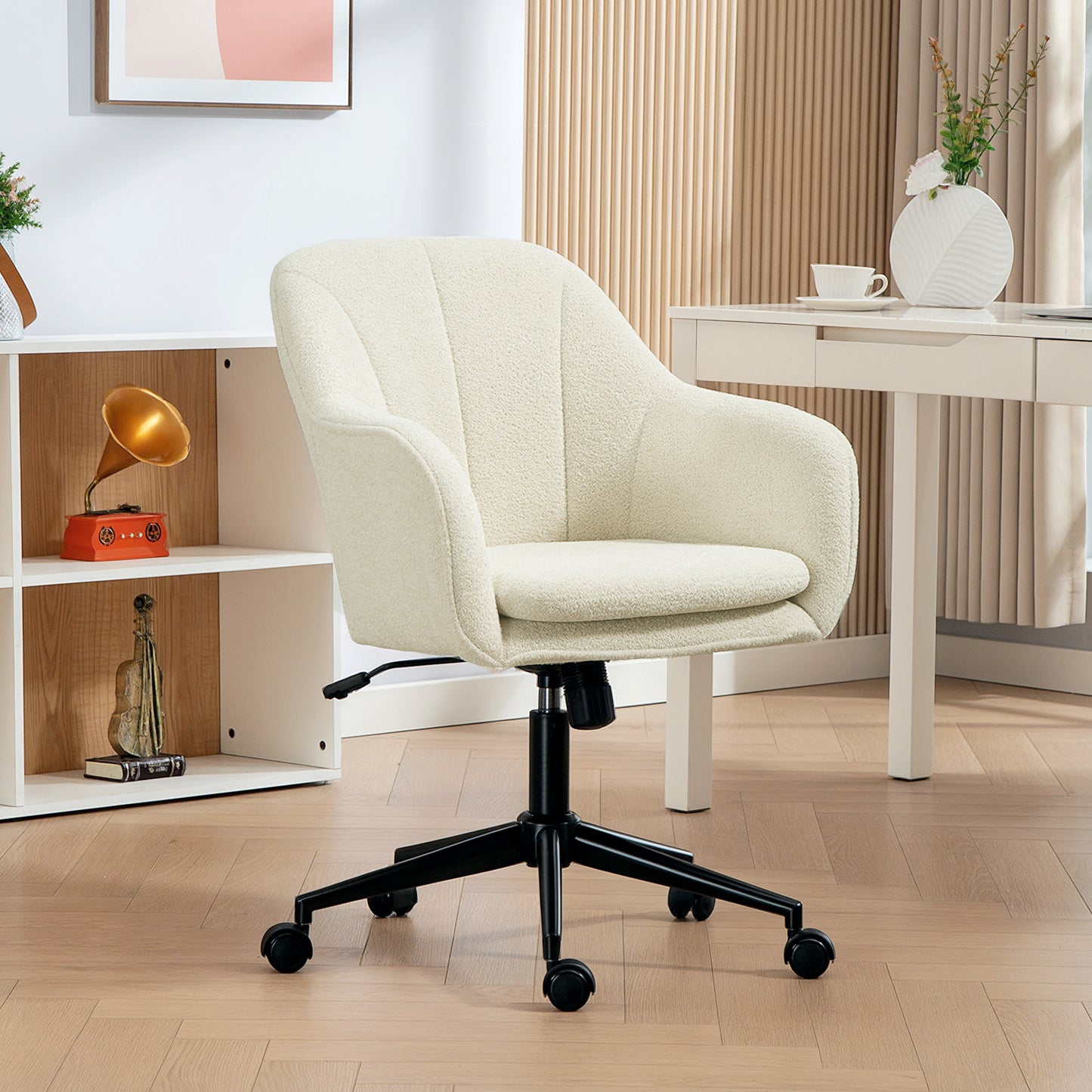 Bureaustoel – Werkstoel – Kantoorstoel – Make-up Stoel – Stoel Voor Slaapkamer – Fluwelen Bekleding – Ergonomische Gebogen Rugleuning