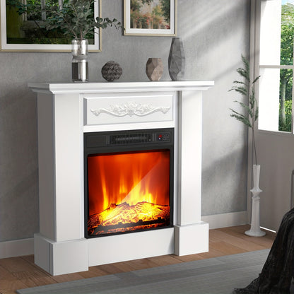 Elektrische Haard – Elektrische Open Haard – Sfeerverwarming – Haardmeubel – TV Meubel – Realistisch Vlameffect – 2000W Verwarming – Wit MDF Met Metaal