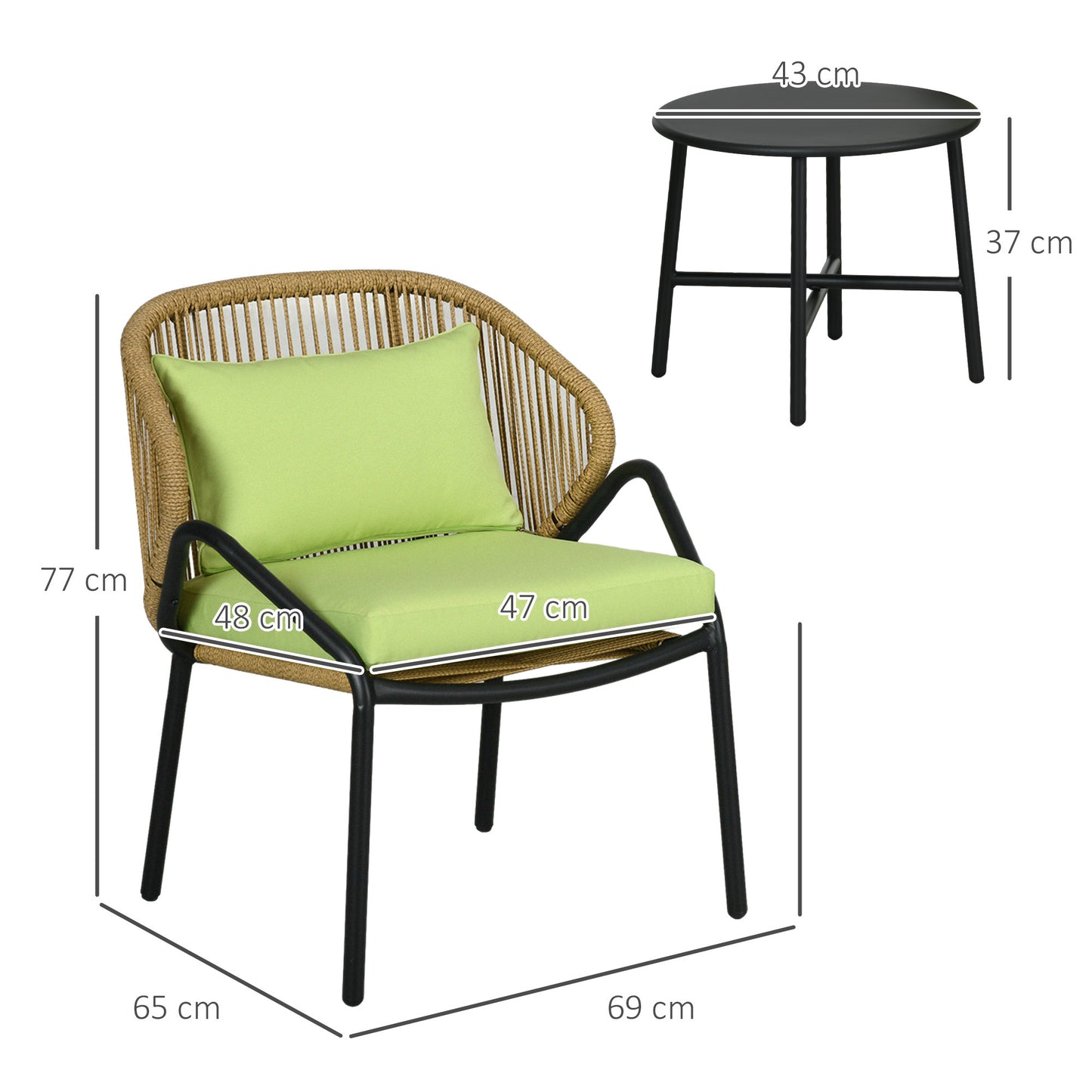 3-Delige Rattan Bistro Set – Tuinset – Balkonset – Bistromeubel – Terrasmeubilair – Weerbestendig Kunstrottan – Stijlvolle Stalen Tafel Met Verstelbare Voeten – Comfortabele Tuinstoelen Grijs
