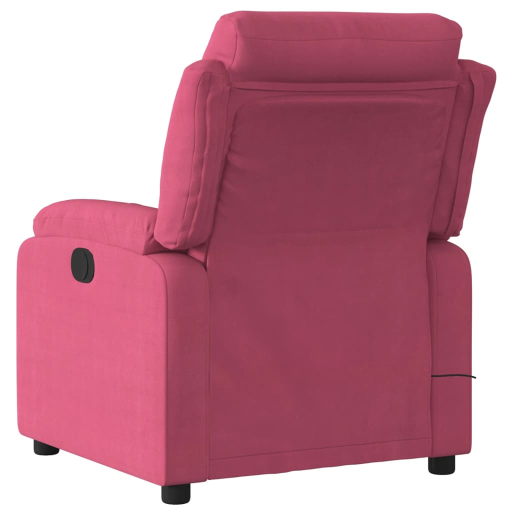 Fauteuil – Relaxfauteuil – Loungestoel – Relaxstoel – Elektrisch Verstelbare Stoel – Wijnrood – Velvet Bekleding – 135 Graden Kantelbaar