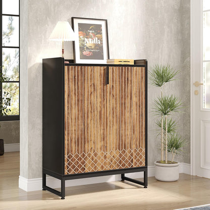 Schoenenkast – Schoenenrek – Schoenopberger – Schoenenkastje – Schoenmeubel – Smal Design – Hout Met Metaal – 25 Paar – Moderne Witte Kast Met Gouden Details