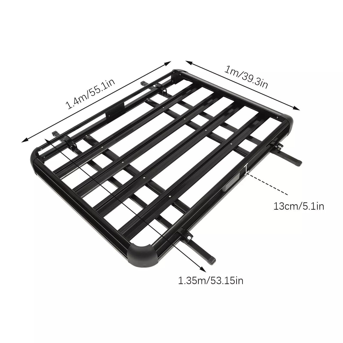 Universele Aluminium Dakdrager Mand – Dakkoffer – Autodrager – Dakbak – Rooftop Cargo Carrier – 140 cm – Verstelbaar – Sterk & Duurzaam – Zwart