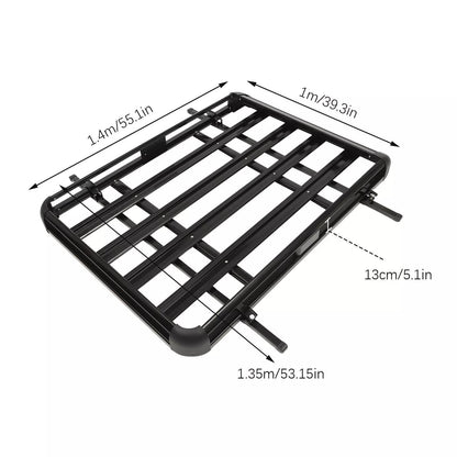 Universele Aluminium Dakdrager Mand – Dakkoffer – Autodrager – Dakbak – Rooftop Cargo Carrier – 140 cm – Verstelbaar – Sterk & Duurzaam – Zwart