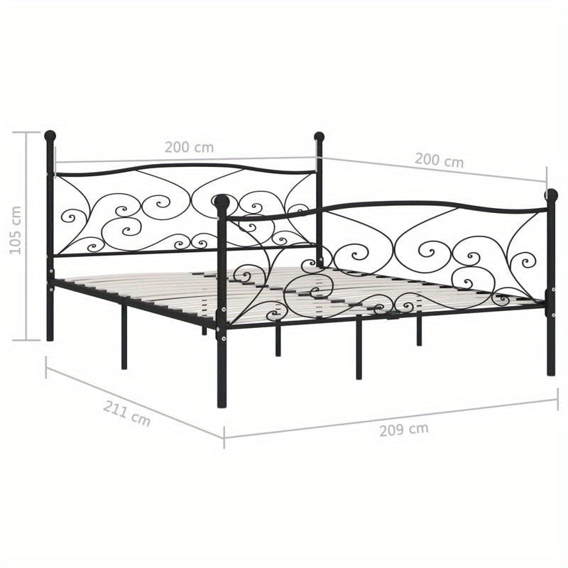 Heavy-Duty Metal Bed Frame - Full/Double Size (200x200cm/ 78x79in), Tool-Free Assembly, Sturdy Non-Wood Platform Bed Base for Modern, Minimalist, Industrial, or Scandinavian Bedrooms - Easy Assembly & Space-Saving Design, Bed