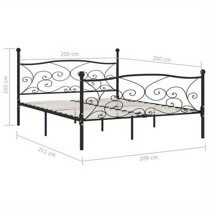 Heavy-Duty Metal Bed Frame - Full/Double Size (200x200cm/ 78x79in), Tool-Free Assembly, Sturdy Non-Wood Platform Bed Base for Modern, Minimalist, Industrial, or Scandinavian Bedrooms - Easy Assembly & Space-Saving Design, Bed