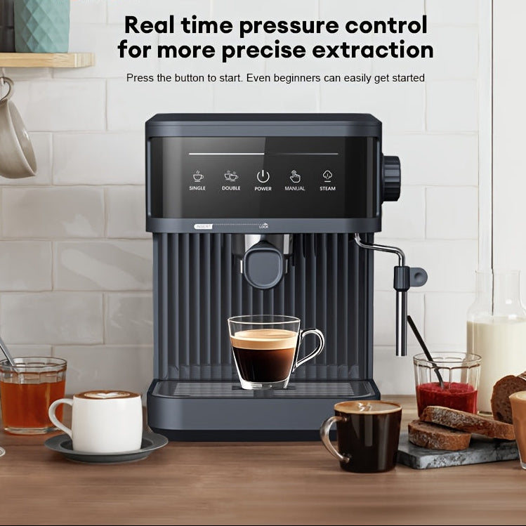 Espressomachine – Koffiemachine – Espressozetapparaat – Cappuccinomachine – Latte Maker – Semi-automatisch – 20 Bar Pomp – Ingebouwde Melkopschuimer Met Stoompijpje – Wit – Metaal Mat