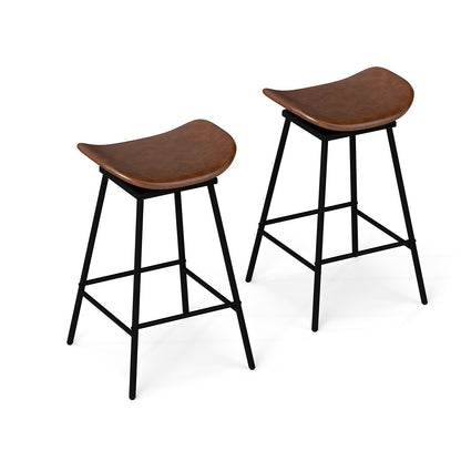 Barkruk – Barstoel – Kruk – Hoogstoel – Keukenstoel – Draaibaar 360° – Kunstleren Zitting – Verstelbare Voetensteun – Zithoogte 71,5 cm – Zwaar Metalen Frame – Bruin/Zwart