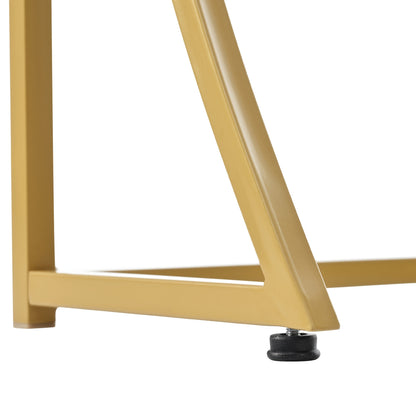 Modern White & Golden Console Table with 2 Drawers - Contemporary Metal Frame, 120x38x76cm, Elegant Side Table for Hallway or Living Room, Easy Assembly, No Power Needed, Living Room Furniture, Sleek Design, Sturdy Constructi