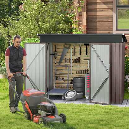 Buitenberging – Tuinschuur – Opslagruimte – Tuinberging – Tuinhuis – Met Dubbele Deuren – Galvanisch Stalen Frame – Afmetingen 235x117x185 cm – Schuin Dak – Ventilatie