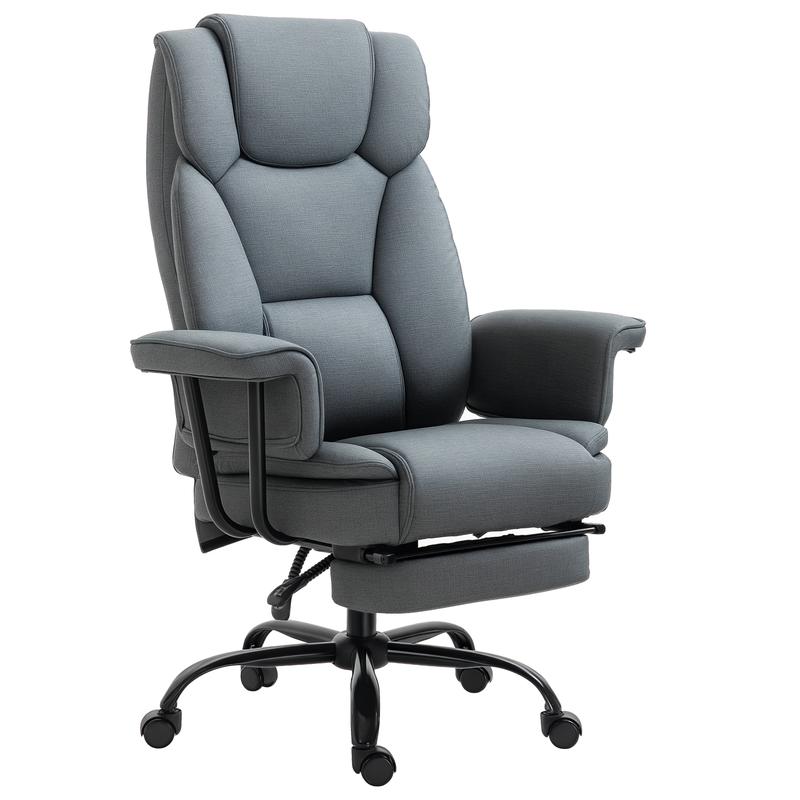 Ergonomic Executive Office Chair with 360° Rotation, Height Adjustment, Lumbar Support & Headrest - Heavy-Duty Metal Base, Padded Armrests & Footrest - Heavy Duty Computer Desk Chair for Home Office, Corporate - Black - Heig