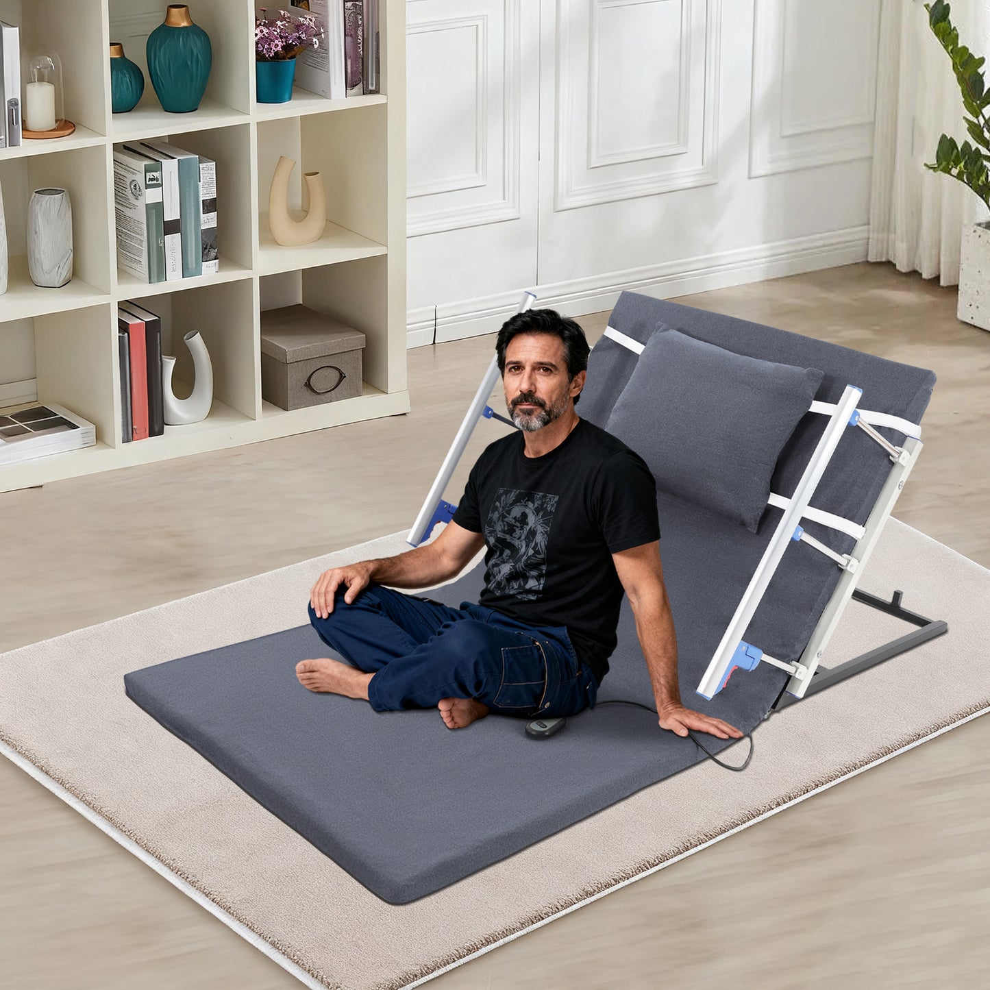 Power Lift Bed Backrest with Heavy-Duty Frame & Folding Armrests - Adjustable Bed Cots Suitable for,, Post-Surgery Care - / Use