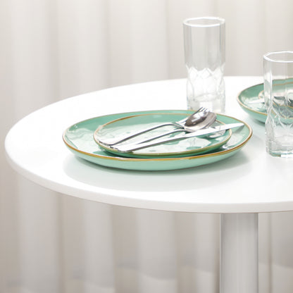 Ronde Eettafel – Tafel Voor Twee – Bistrotafel – Keukentafel – Compacte Tafel Wit – Stalen Onderstel – 70 x 70 cm – Stevig & Modern