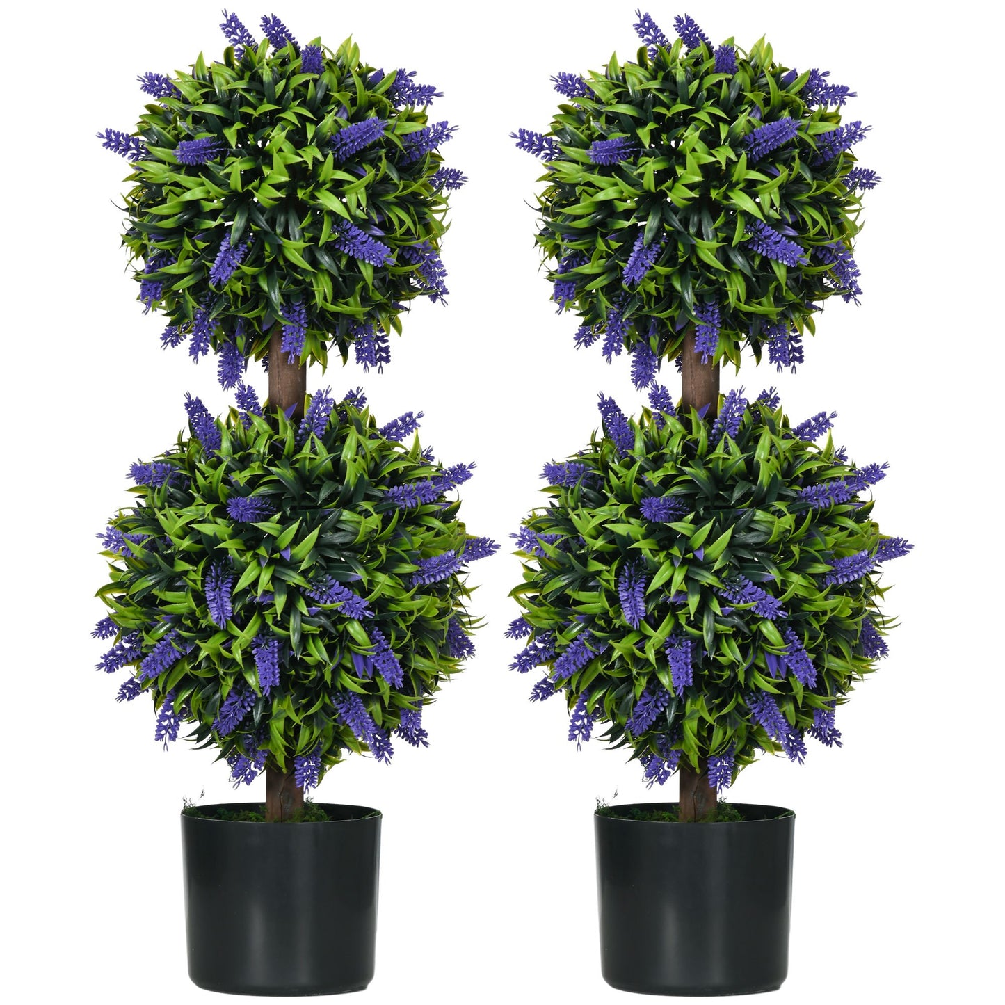 Kunstlavendel – Nep Lavendelplant – Sierplant – Kunstbloemen – Kunstplant Set – UV-Bestendig – 70 cm Hoog – Met Cementpot