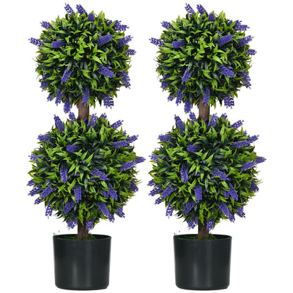 Kunstlavendel – Nep Lavendelplant – Sierplant – Kunstbloemen – Kunstplant Set – UV-Bestendig – 70 cm Hoog – Met Cementpot