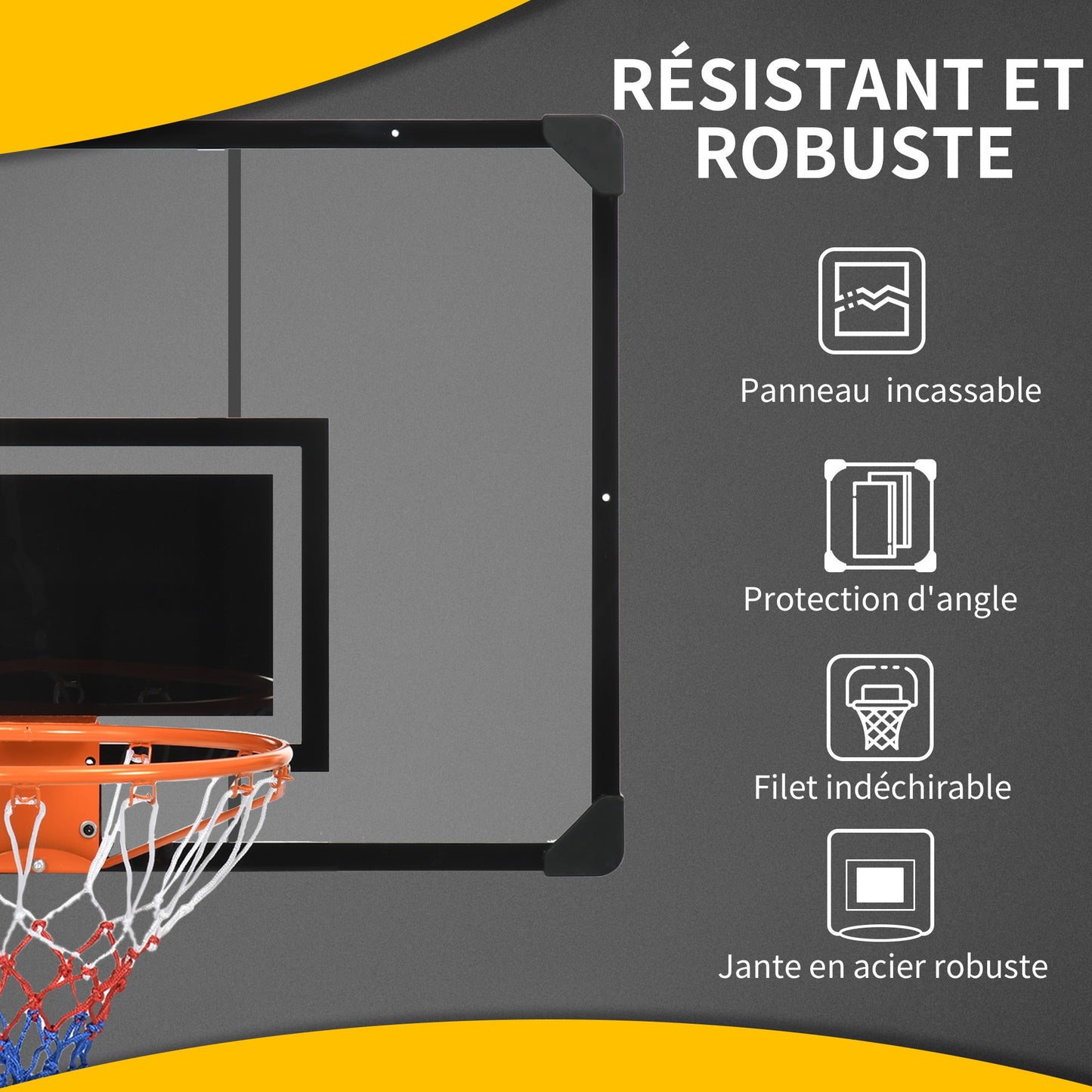 Basketbalring – Basketbalbord – Basketbalset – Basketbaldoel – Basketbalnet – Muurbevestigd – Verstelbare Hoogte – Weerbestendig Stalen Frame