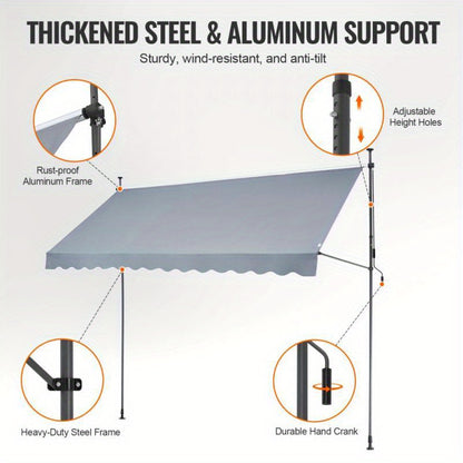 Zonwering – Luifel - Verstelbare Zonnescherm – Buitenluifel – Schaduwdoek – Terraszonwering – 350x120 Cm – Stevige Constructie