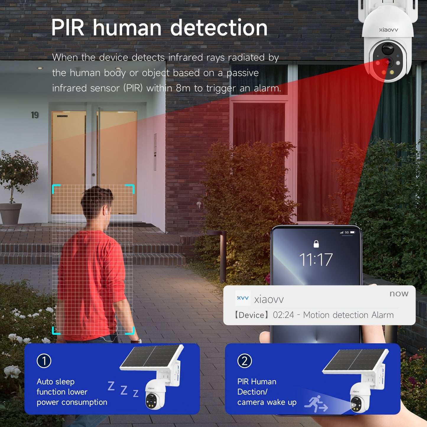 Beveiligingscamera – Camerabewaking – Buitencamera – Bewakingscamera – Draadloze Camera – 1080P Full HD – Zonne-energie Met Menselijke Detectie – Kleurennachtzicht Met Tweeweg Audio