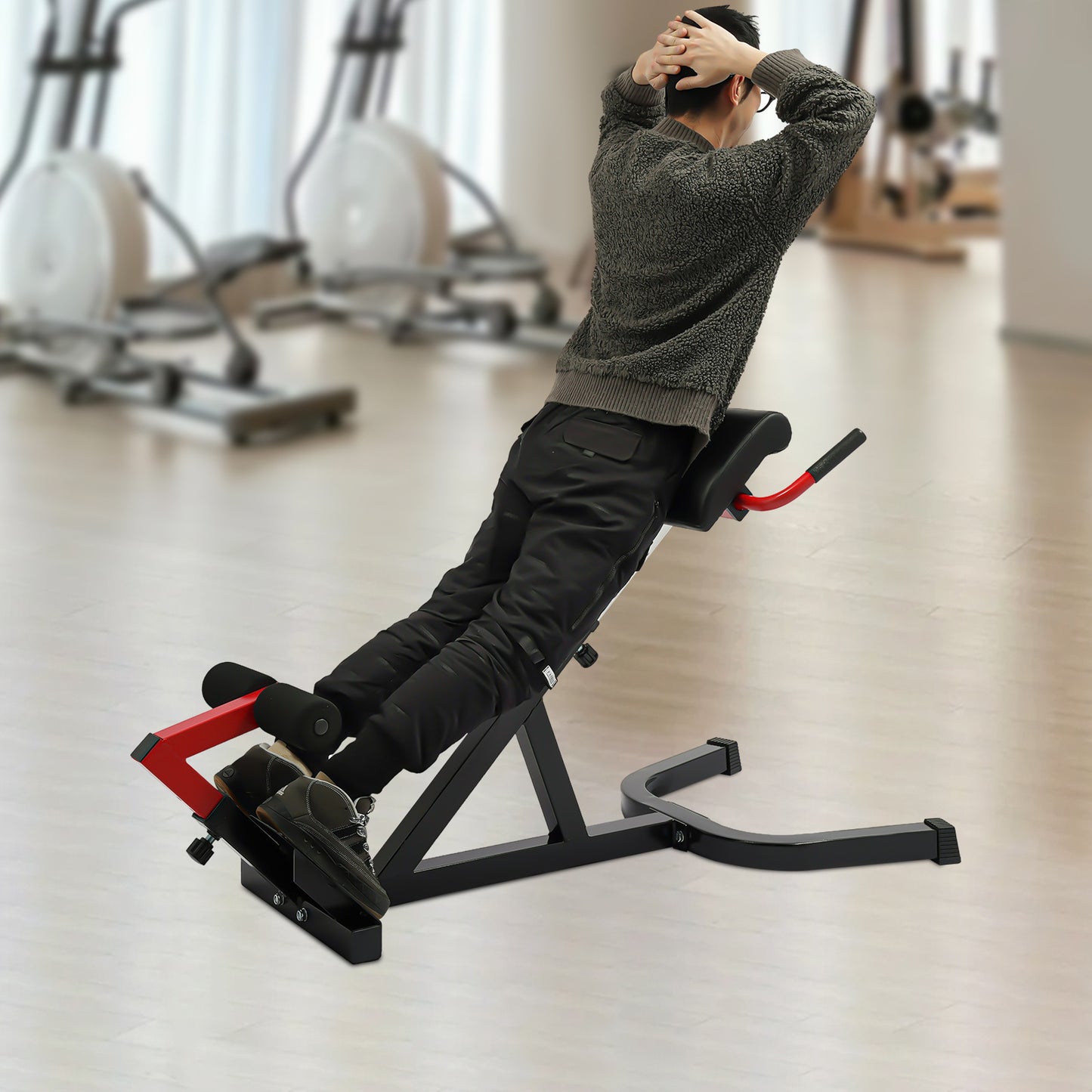 OUKANING Multi-Functional Weight Bench, Roman Chair Workout Bench, Sit Up Bench Ab, Back, and Core Strength Exercise Fitness Hyperextension Weight Bench Back Extension Bench for Multi-Functional Full Body Workout