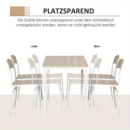 Eettafelset – Eethoek – Keukentafelset – Zitgroep – Eetkamerset – Lichtgrijs – MDF Tafelblad – Metalen Onderstel – Compact Design – 5-delig