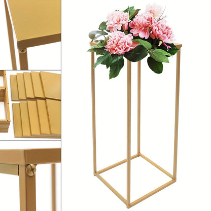 Metalen Bloemstandaard – Bloemenhouder – Bloemvoet – Bloempotstandaard – Bloemdecoratie – Set Van 10 Gouden Standaards – 80 cm Hoog – Gietijzer Stevig En Duurzaam