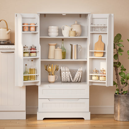 Keukenkast – Opbergkast – Buffetkast – Onderkast – Keukenmeubel – Grote Inhoud 3,2+ ft³ – MDF Hoogte 68 cm Wit