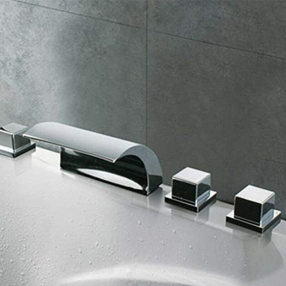 Badkraan – Badmengkraan – Thermostaatkraan – Mengkraan – Douchekraan – Waterval Uitloop – Handdouche – Messing Chroom – 5-Gats Montage