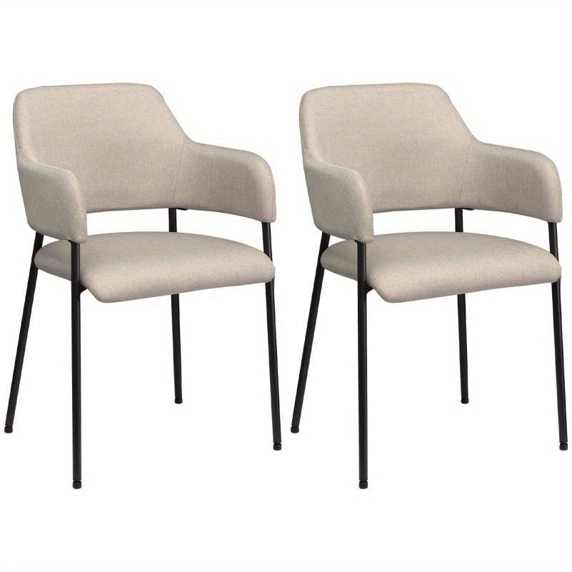 Eetkamerstoel – Stoel – Kuipstoel – Keukenstoel – Woonkamerstoel – Beige Gestoffeerd – Stalen Poten – 54x54x84 cm