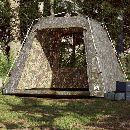 4-Persoons Tent – Kampeertent – Buitentent – Vissertent – Snel Opzetten – Lichtgewicht Polyester – Camouflage Groen – Met Ritsen Ventilatie