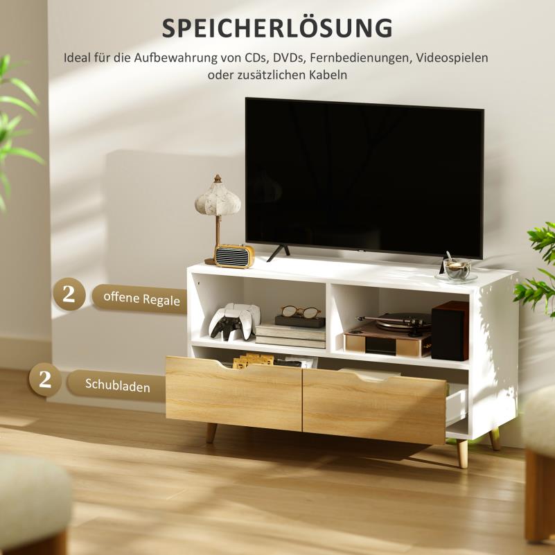 Tv-meubel – TV-kast – Lowboard – Entertainmentmeubel – Mediameubel – Wit – Modern Design – 99 cm Breed
