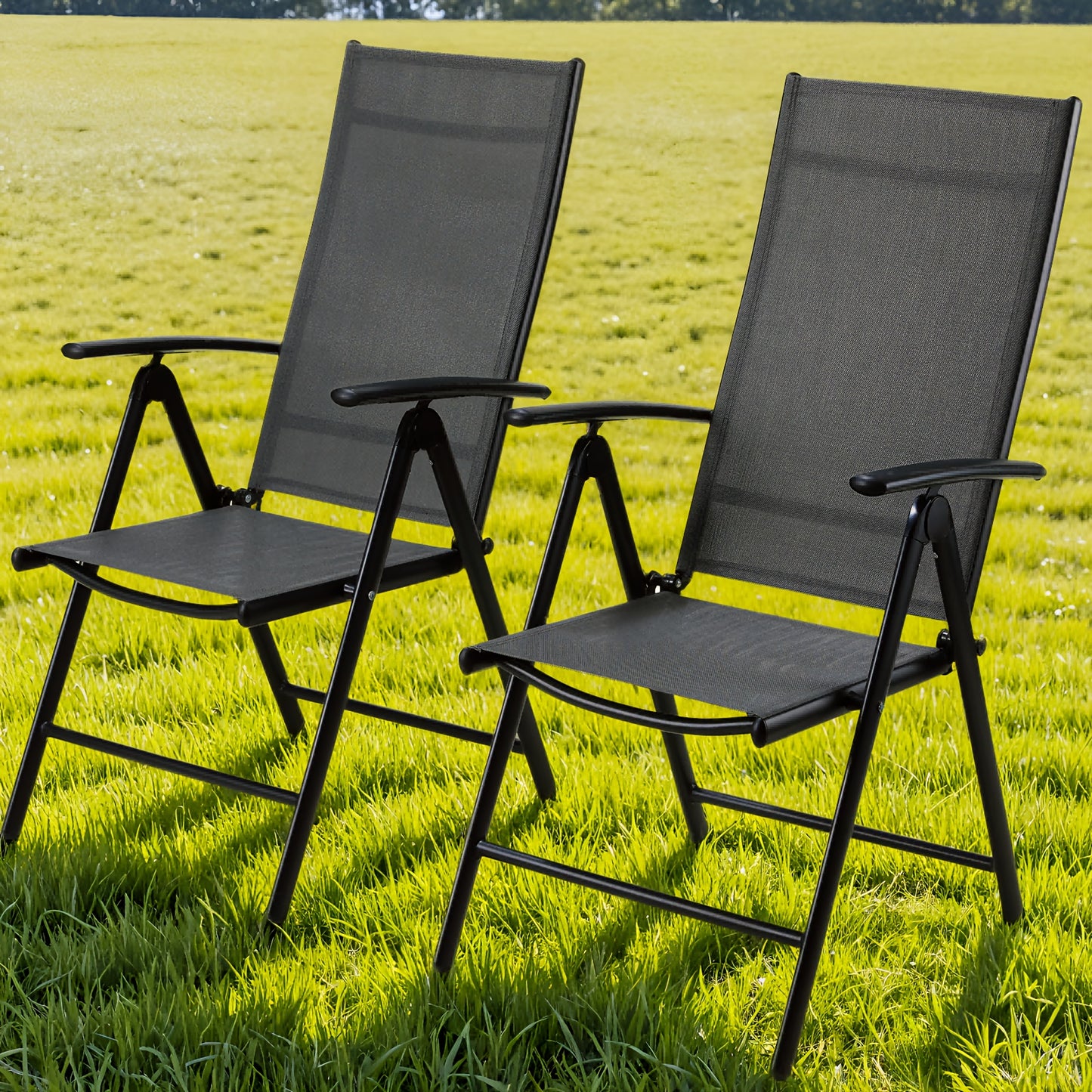 Tuinstoelen – Balkonstoel – Campingstoel – Tuinstoel – Verstelbare Stoel – Aluminium Frame – 7-Standen Rugleuning – Inklapbaar – Max. 120 kg Belastbaar