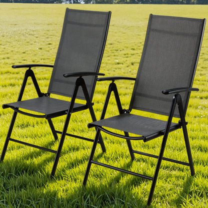 Tuinstoelen – Balkonstoel – Campingstoel – Tuinstoel – Verstelbare Stoel – Aluminium Frame – 7-Standen Rugleuning – Inklapbaar – Max. 120 kg Belastbaar